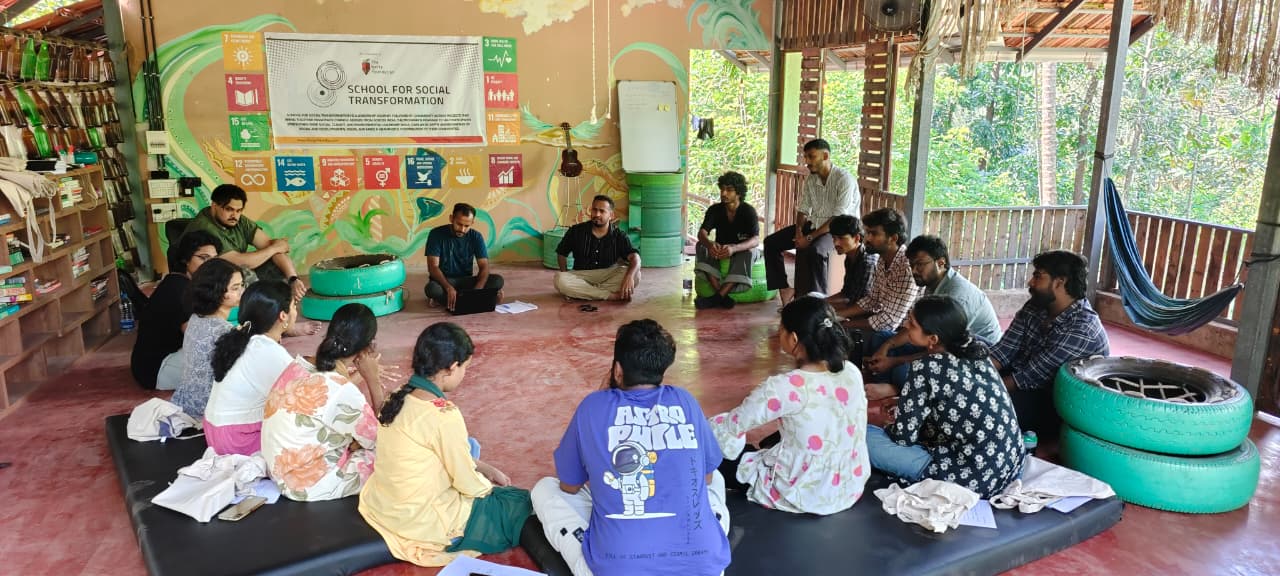 School for Social Transformation cohort in dialogue circle at the Ashram